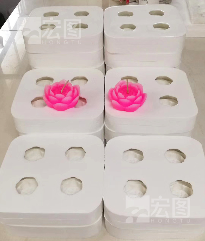 莲花蜡烛硅胶模具和莲花蜡烛成品